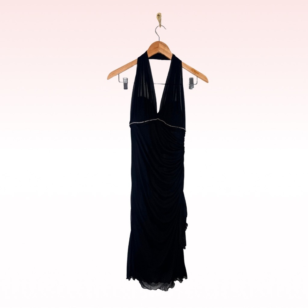 YNES 90s Crystal Halter Black Dress (Sz S)